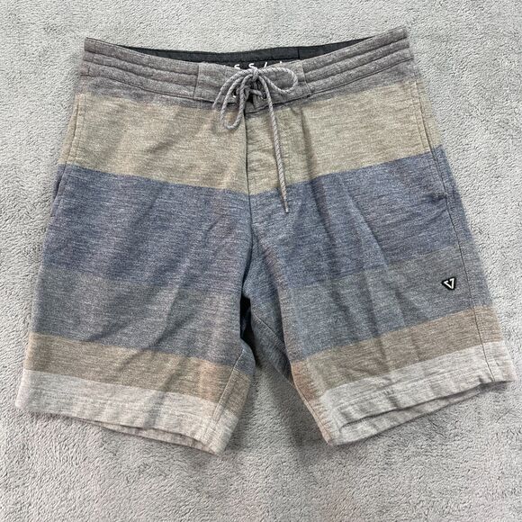Vissla Mocha Sofa Surfer Board Shorts Mens Medium Gray Blue Striped Swimwear - Picture 1 of 11